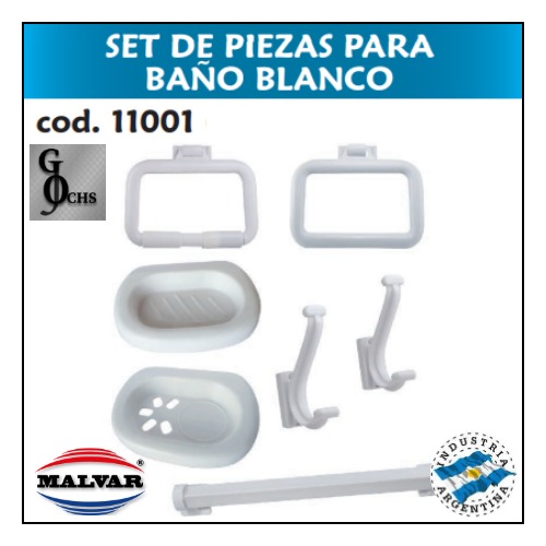 (11001) SET DE PIEZAS BLANCO PARA BAO - SANITARIOS - ACCESORIOS PARA BAO