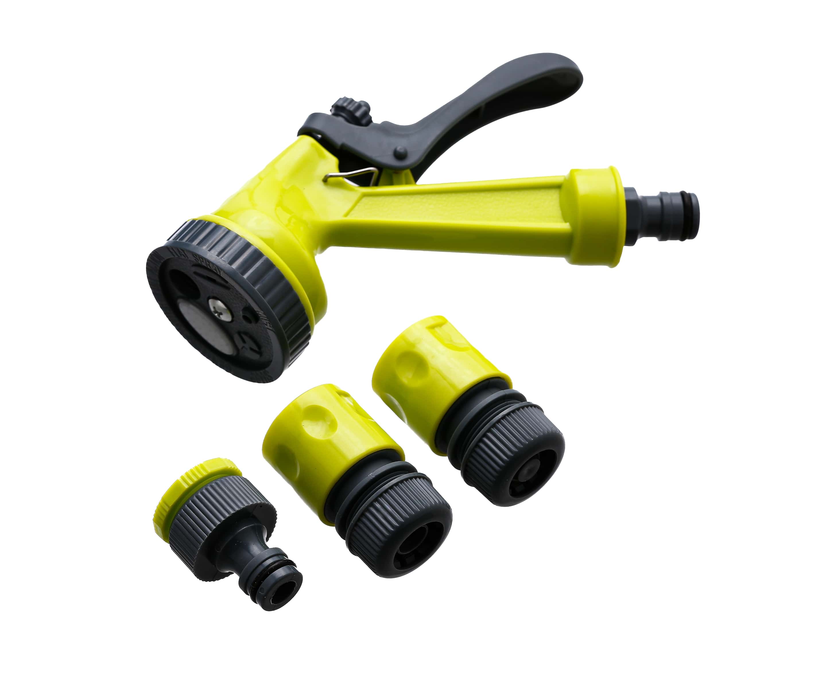 (11410) PISTOLA PARA RIEGO 5 FUNCIONES (KIT 4PZS) "SANIPLAST" - MANGUERA ACCESORIOS - PISTOLA Y LANZ PARA RIEGO