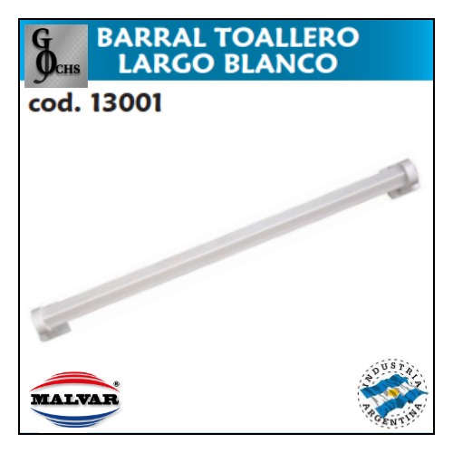 (13001) BARRAL TOALLERO LARGO BLANCO EN BLISTER - SANITARIOS - ACCESORIOS PARA BAÑO