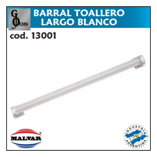 (13001) BARRAL TOALLERO LARGO BLANCO EN BLISTER - SANITARIOS - ACCESORIOS PARA BAO