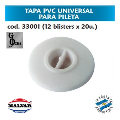 (33001) TAPA PVC UNIVERSAL PARA PILETAS (BLISTER) - SANITARIOS - TAPAS GOMA P/PILETAS