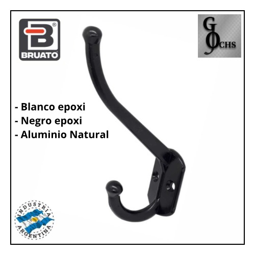 (404NE) PERCHA DE ALUMINIO DOBLE  NEGRA - HERRAJES Y AFINES - HERRAJES VARIOS Y AFINES