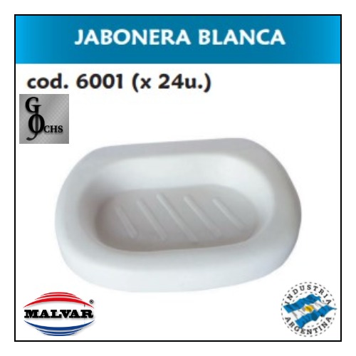 (6001) JABONERA BLANCA BLISTER X 1 UNIDAD - SANITARIOS - ACCESORIOS PARA BAÑO