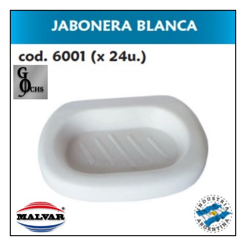 (6001) JABONERA BLANCA BLISTER X 1 UNIDAD - SANITARIOS - ACCESORIOS PARA BAO