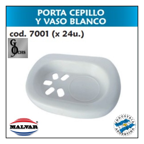 (7001) PORTA CEPILLO Y VASO BLANCO BLISTER X 1 UNIDAD - SANITARIOS - ACCESORIOS PARA BAO