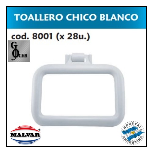 (8001) TOALLERO CHICO BLANCO EN BLISTER - SANITARIOS - REPUESTOS VARIOS