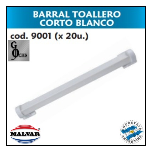 (9001) BARRAL TOALLERO CORTO BLANCO EN BLISTER - SANITARIOS - ACCESORIOS PARA BAÑO