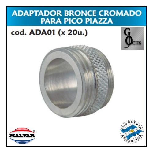 (ADA01) ADAPTADOR BRONCE CROMADO PARA PICO PIAZZA - SANITARIOS - ADAPTADOR BRONCE