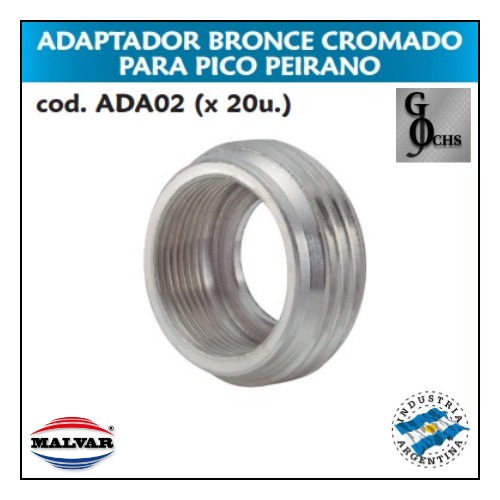 (ADA02) ADAPTADOR BRONCE CROMADO PARA PICO PEIRANO - SANITARIOS - ADAPTADOR BRONCE