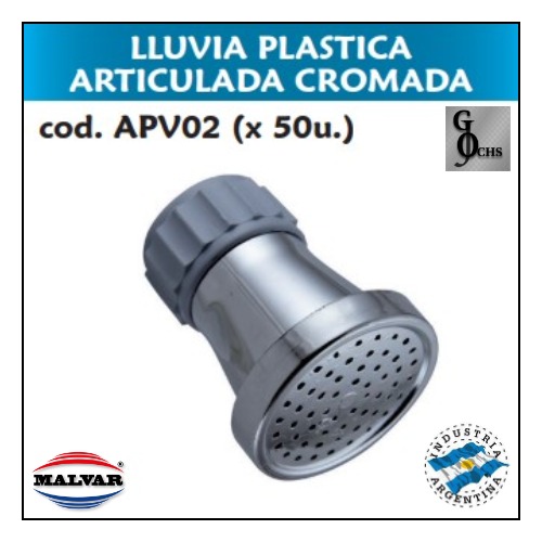 (APV02) LLUVIA PLASTICA ARTICULADA CROMADA - SANITARIOS - PLASTICAS