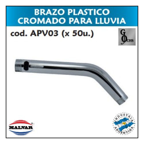 (APV03) BRAZO PLASTICO CROMADO PARA LLUVIA - SANITARIOS - BRAZO DE PLASTICO