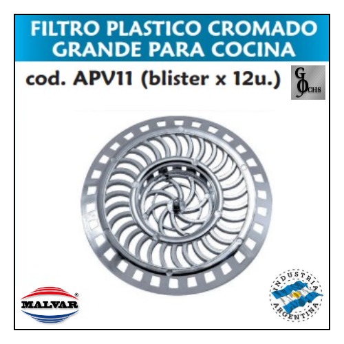 (APV11) FILTRO PLASTICO CROMADO GRANDE PARA COCINA - SANITARIOS - PLASTICO CROMADO