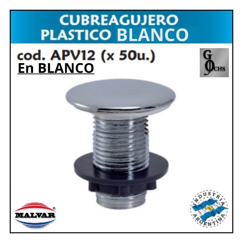 (APV12B) CUBREAGUJERO PLASTICO BLANCO - SANITARIOS - PLASTICAS