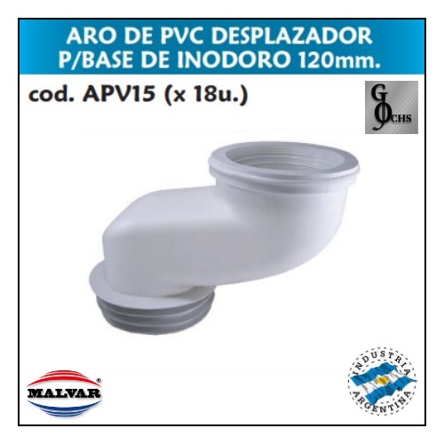 (APV15) ARO PLASTICO DESPLAZADOR PARA BASE DE INODORO DE 120 MM - SANITARIOS - ARO DE GOMA