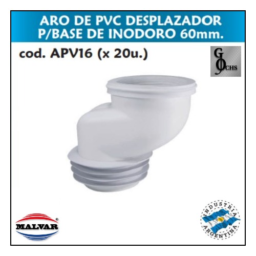 (APV16) ARO PLASTICO DESPLAZADOR PARA BASE DE INODORO DE 60 MM - SANITARIOS - ARO DE GOMA