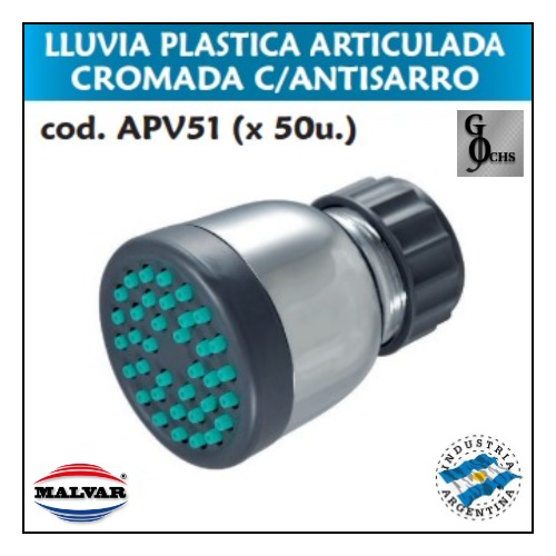 (APV51) LLUVIA PLASTICA ARTICULADA CROMADA C/ANTISARRRO - SANITARIOS - PLASTICAS