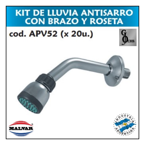 (APV52) KIT DE LLUVIA ANTISARRO CON BRAZO Y ROSETA - SANITARIOS - PLASTICAS