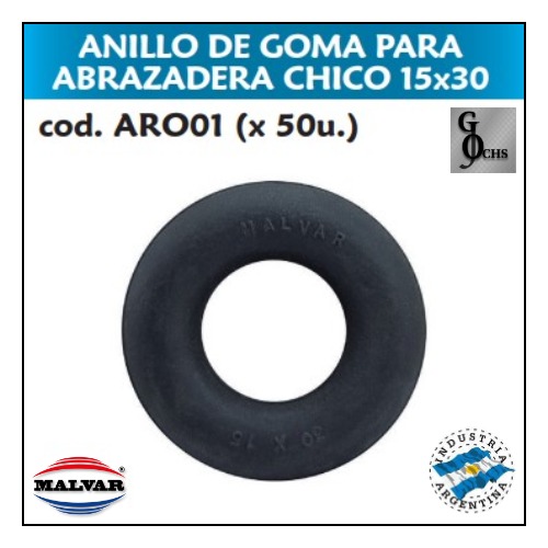 (ARO01) ANILLO DE GOMA P/ABRAZADERA CHICA 15 X 30 - SANITARIOS - ARO DE GOMA