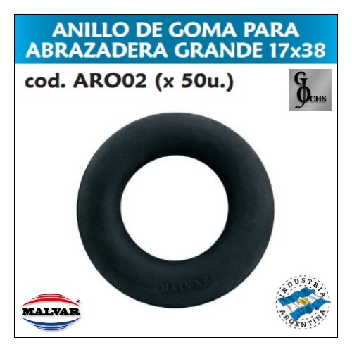 (ARO02) ANILLO DE GOMA P/ABRAZADERA GRANDE DE 17 X 38 - SANITARIOS - ARO DE GOMA