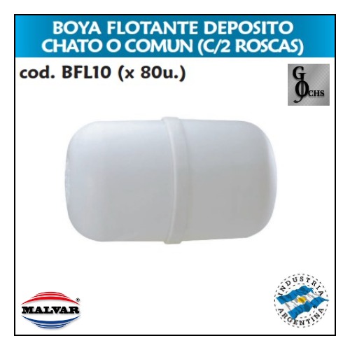 (BFL10) BOYA FLOTANTE DEPOSITO CHATO O COMUN CON 2 ROSCAS - SANITARIOS - BOYA PPL P/FLOTANTE