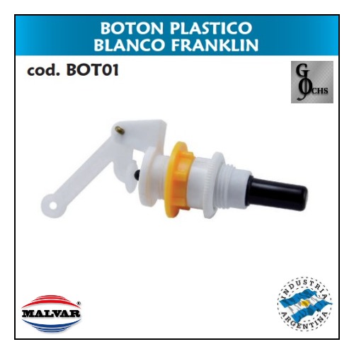 (BOT01) BOTON PLASTICO BLANCO FRANKLIN - SANITARIOS - BOTON PLASTICO