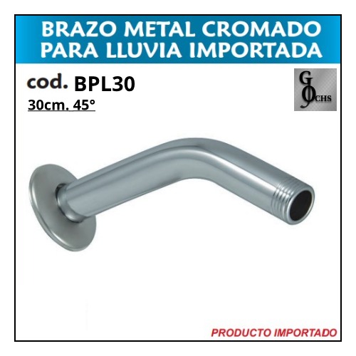 (BPL30) BRAZO DE LLUVIA METALICO DE 30 CM A 45 GRADOS - SANITARIOS - ..