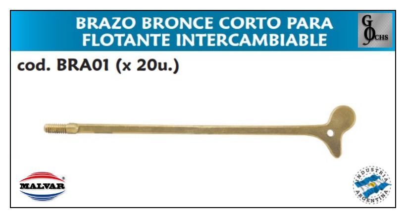 (BRA01) BRAZO BRONCE CORTO PARA FLOTANTE INTERCAMBIABLE - SANITARIOS - BRAZO DE BRONCE