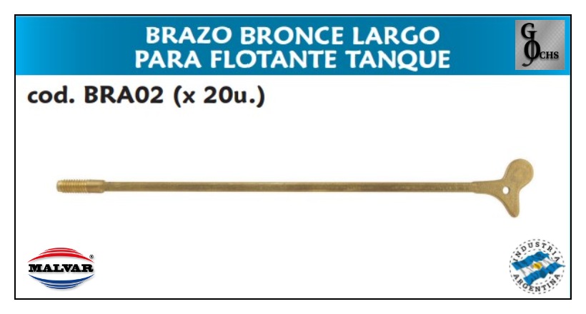 (BRA02) BRAZO BRONCE LARGO PARA FLOTANTE TANQUE - SANITARIOS - BRAZO DE BRONCE