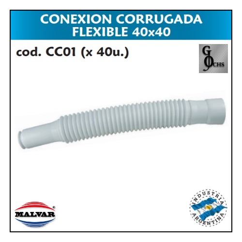 (CC01) CONEXION CORRUGADA FLEXIBLE 40 X 40 - SANITARIOS - CONEX CORRUGADA