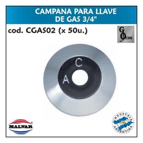 (CGAS02) CAMPANA PARA LLAVE DE GAS 3/4 - SANITARIOS - CAMPANAS