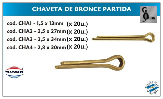 (CHA1) CHAVETA BRONCE PARTIDA 1,5 X 13 MM. - SANITARIOS - CHAVETAS BRONCE
