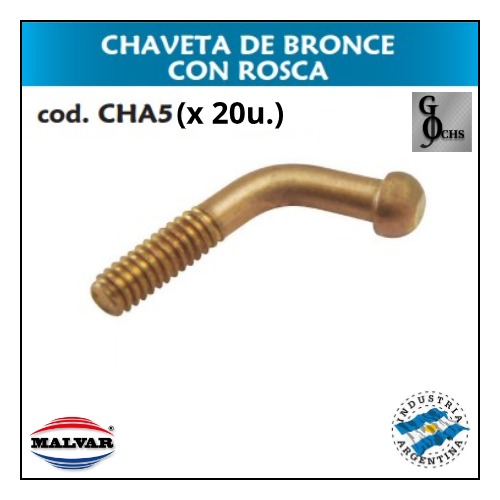 (CHA5) CHAVETA BRONCE CON ROSCA - SANITARIOS - CHAVETAS BRONCE