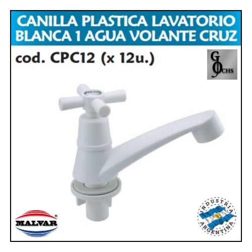(CPC12) CANILLA PLASTICA LAVATORIO 1 AGUA VOLANTE CRUZ - SANITARIOS - CANILLAS