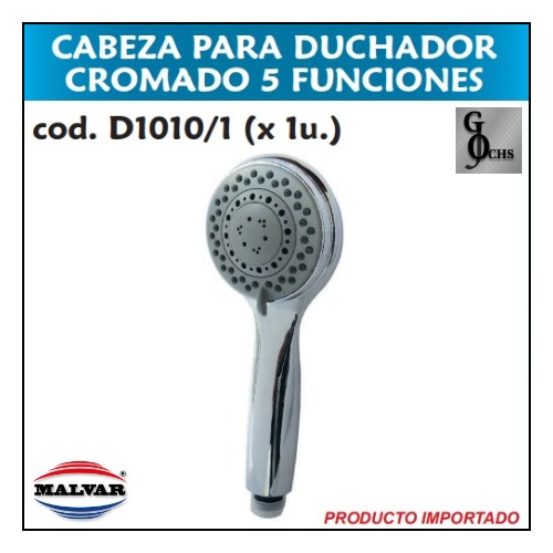 (D1010-1) CABEZAL PARA DUCHADOR CROMADO DE 7 FUNCIONES - SANITARIOS - DUCHADORES
