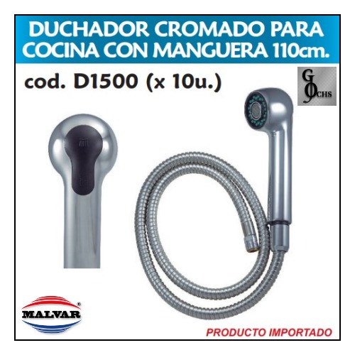 (D1500) DUCHADOR CROMADO PARA COCINA CON MANGUERA 1.10 MTS - SANITARIOS - DUCHADORES