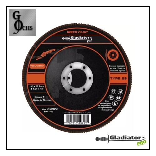 (DF11580) DISCO FLAP OXIDO ALUMINIO 115 GRANO  80 "GLADIATOR PRO" - DISCOS FLAP - OXIDO DE ALUMINIO