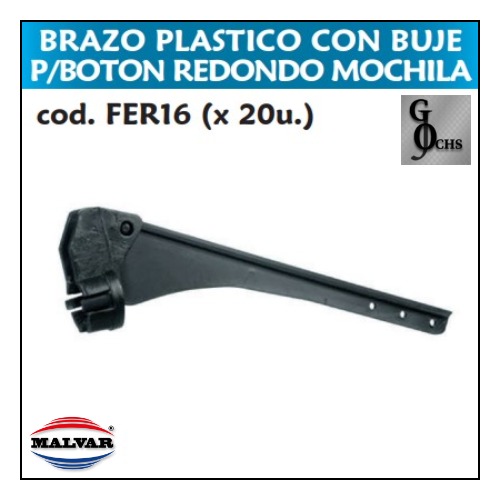 (FER16) BRAZO PLASTICO CON BUJE PARA BOTON REDONDO MOCHILA - SANITARIOS - BRAZO DE PLASTICO