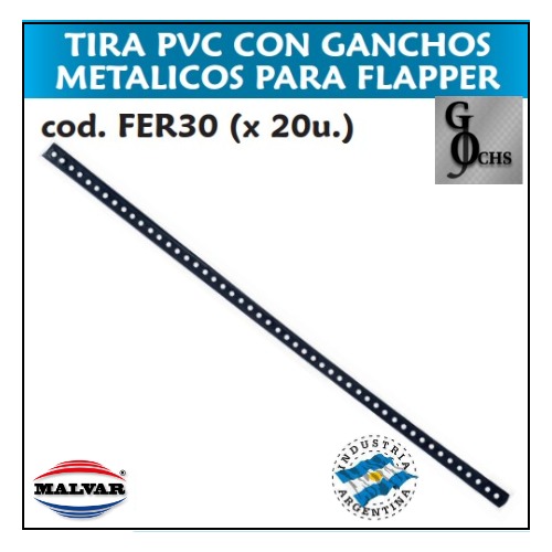 (FER30) TIRA PVC CON GANCHOS METAL PARA FLAPPER - SANITARIOS - TIRA PVC