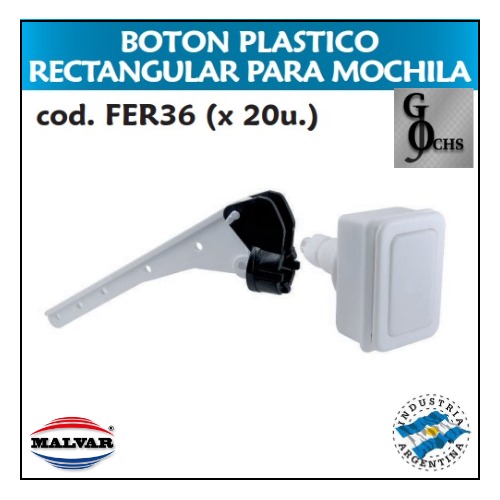 (FER36) BOTON PLASTICO RECTANGULAR PARA MOCHILA - SANITARIOS - BOTON PLASTICO