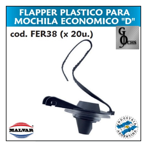 (FER38) FLAPPER PLASTICO PARA MOCHILA ECONOMICO "D" - SANITARIOS - BOTON PLASTICO