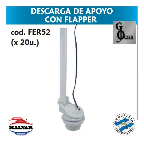 (FER52) DESCARGA DE APOYO CON FLAPPER - SANITARIOS - DESCARGA INODORO