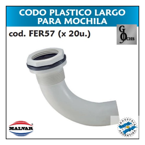 (FER57) CODO PLASTICO LARGO PARA MOCHILA - SANITARIOS - CODO PLASTICO