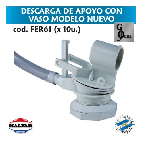 (FER61) DESCARGA DE APOYO CON VASO MODELO NUEVO - SANITARIOS - DESCARGA INODORO