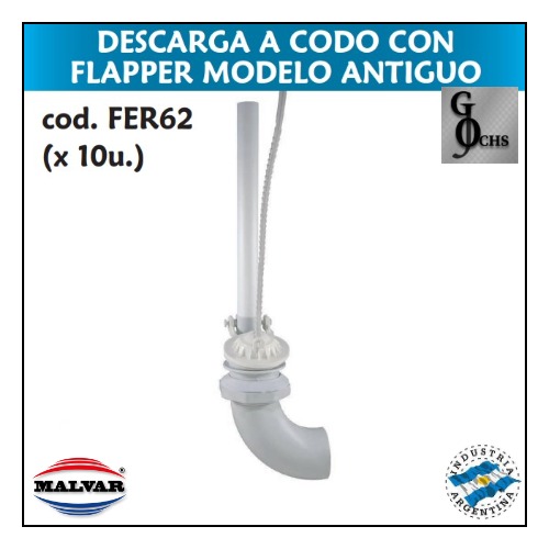 (FER62) DESCARGA A CODO CON FLAPPER MODELO ANTIGUO - SANITARIOS - DESCARGA INODORO