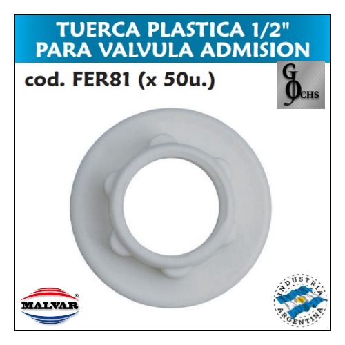 (FER81) TUERCA PLASTICA 1/2 PARA VALVULA ADMISION - SANITARIOS - TURCAS AJUSTE