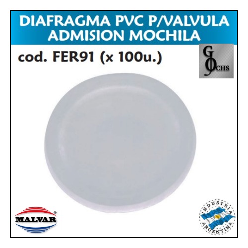(FER91) DIAFRAGMA PVC PARA VALVULA ADMISION MOCHILA - SANITARIOS - DIAFRAGMAS