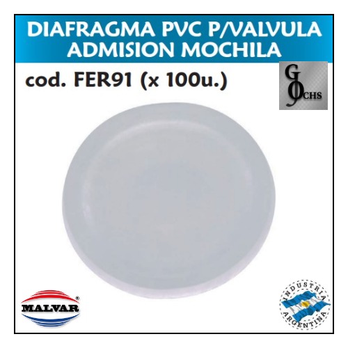 (FER91) DIAFRAGMA PVC PARA VALVULA ADMISION MOCHILA - SANITARIOS - DIAFRAGMAS