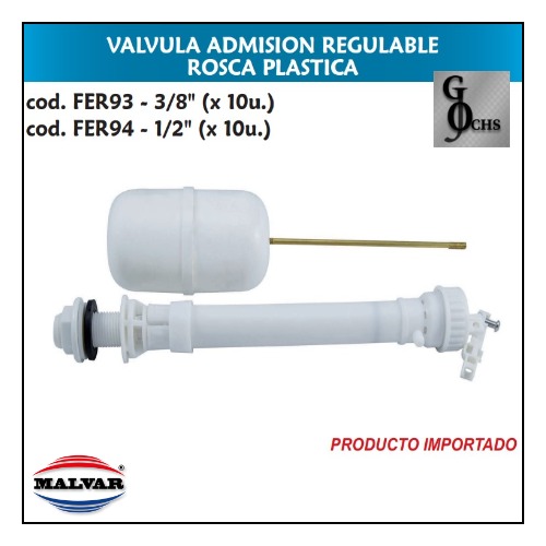 (FER93) VALVULA ADMISION REGULABLE 3/8 R. PLASTICA - SANITARIOS - ADMIS REG