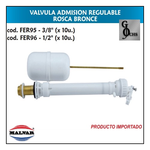 (FER95) VALVULA ADMISION REGULABLE 3/8 R. BRONCE - SANITARIOS - ADMIS REG