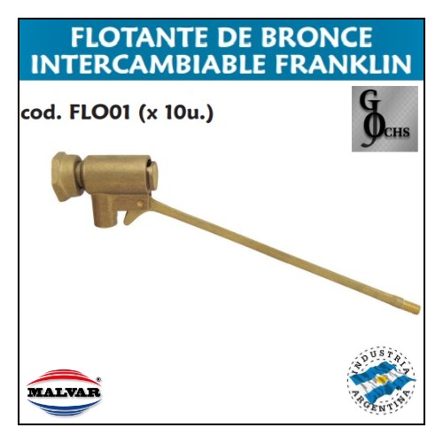 (FLO01) FLOTANTE DE BRONCE INTERCAMBIABLE FRANKLIN - SANITARIOS - ARTICULOS DE BRONCE